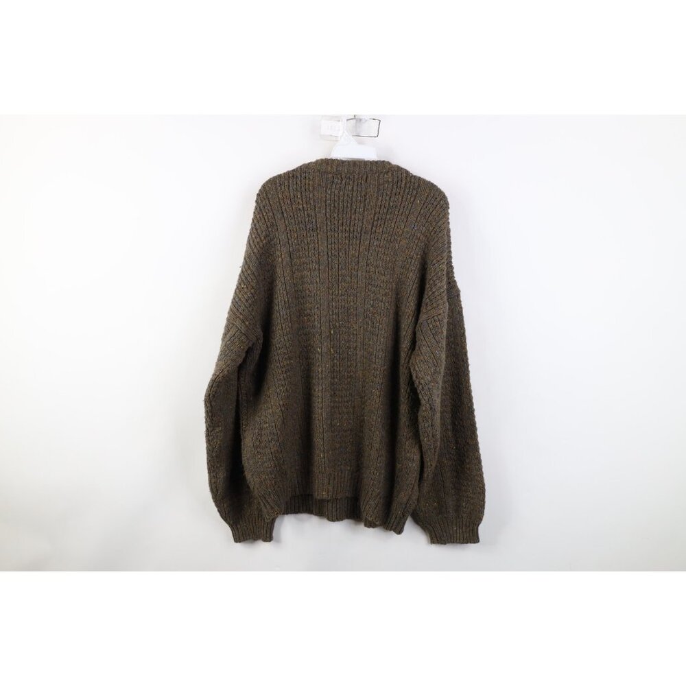 Vintage 90s Streetwear Mens Large Wool Blend Chunky Cable Knit Fisherman Sweater - Picture 8 of 10